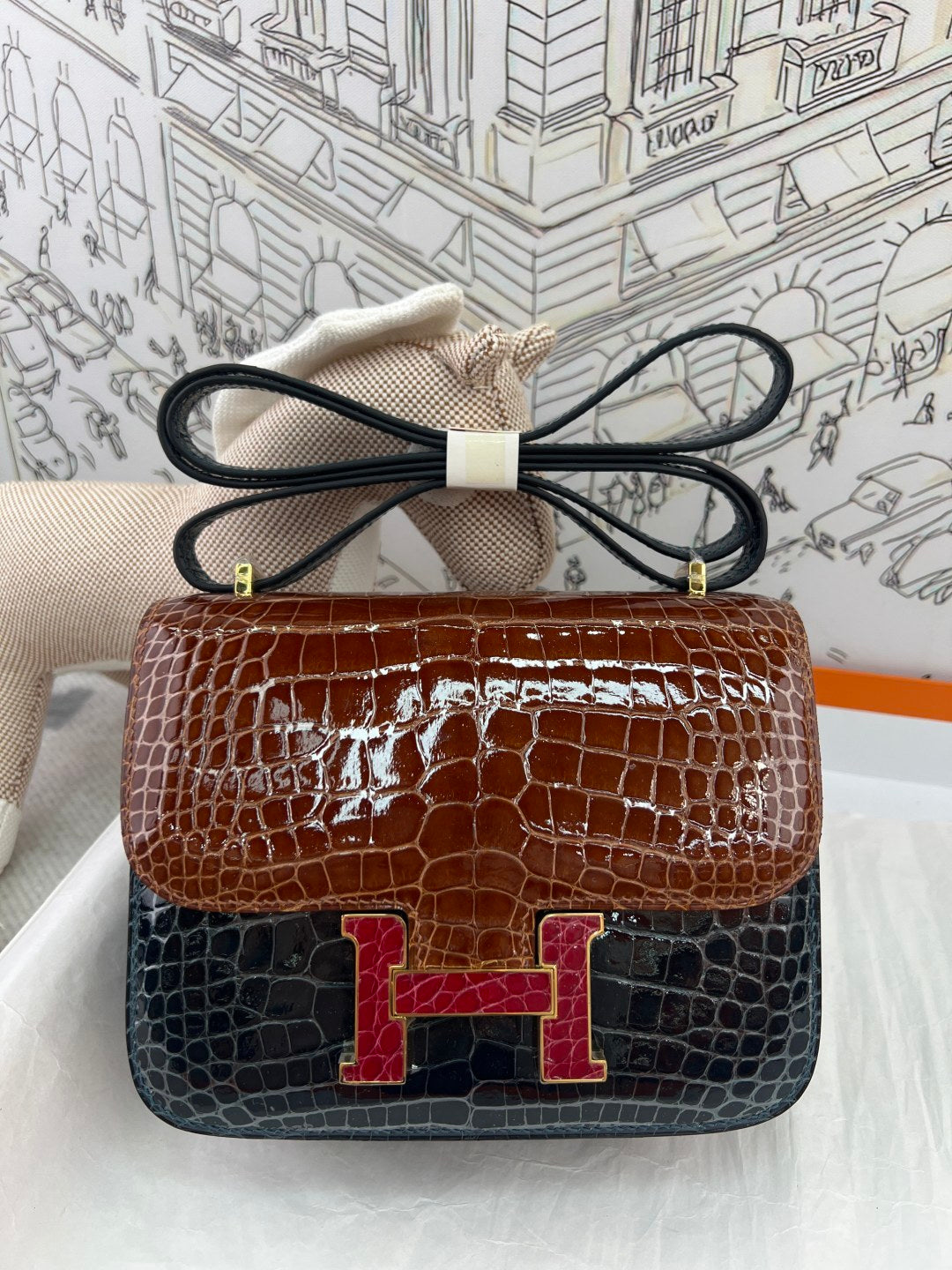 High-end Hermes 2026 Constance Bag 19cm Glossy Crocodile Leather