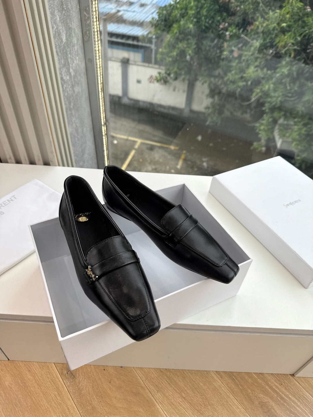 YSL 2026 Square-Toe Loafers Silk Leather 151969