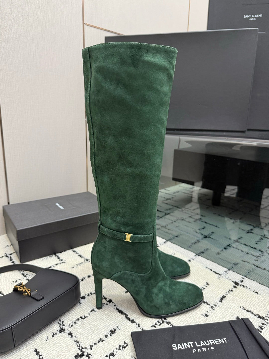 YSL 2026 Knee-High Boots 105mm Suede Leather 197301