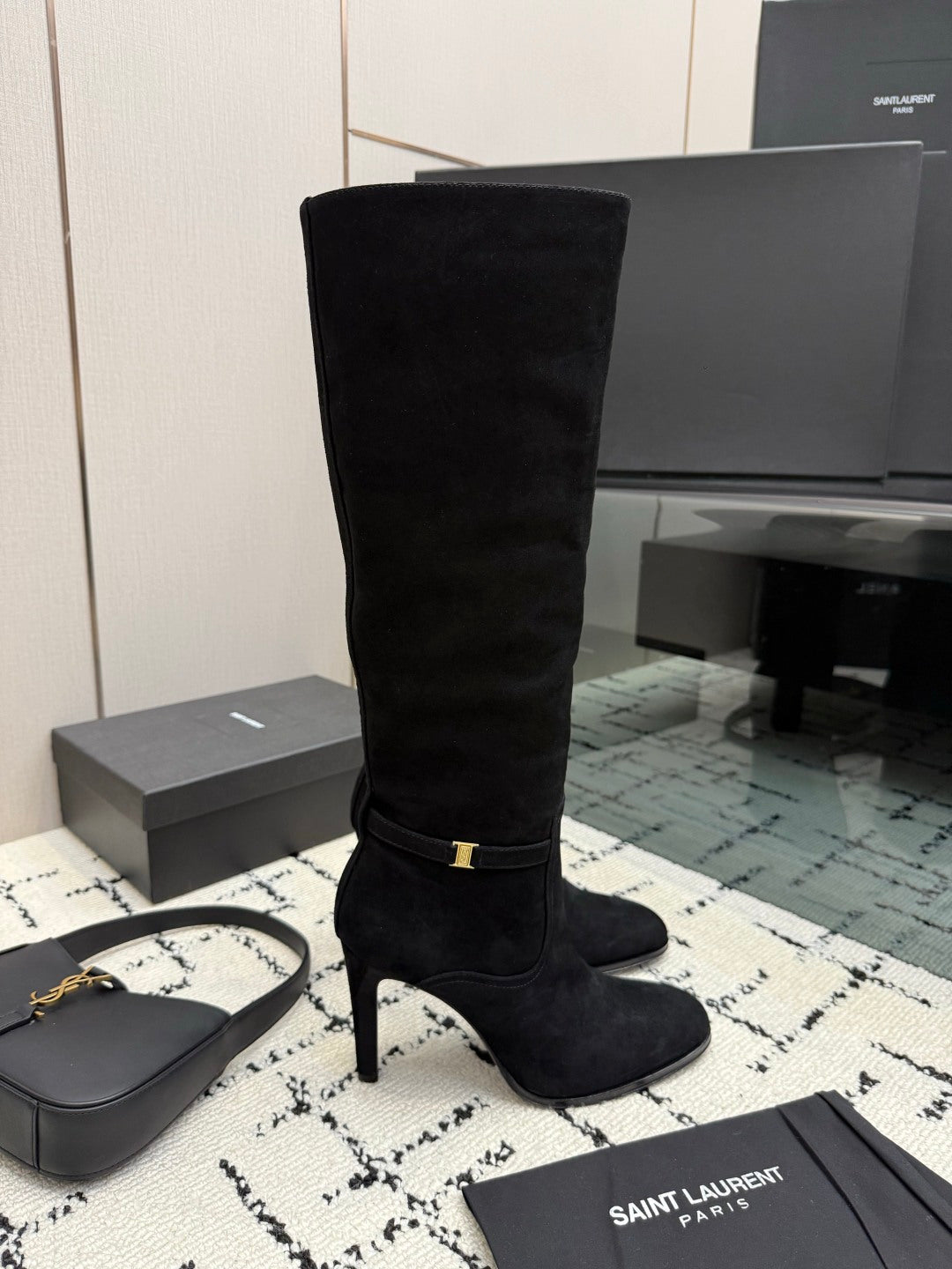 YSL 2026 Knee-High Boots 105mm Suede Leather 197301