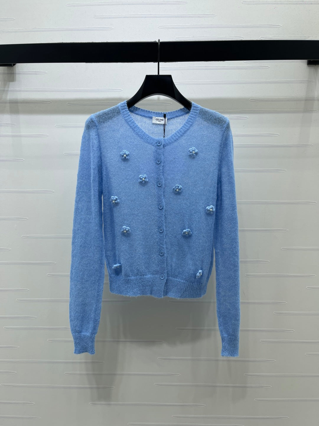 Celine 2026 Flower Knit Long-Sleeve Cardigan Wool 430305