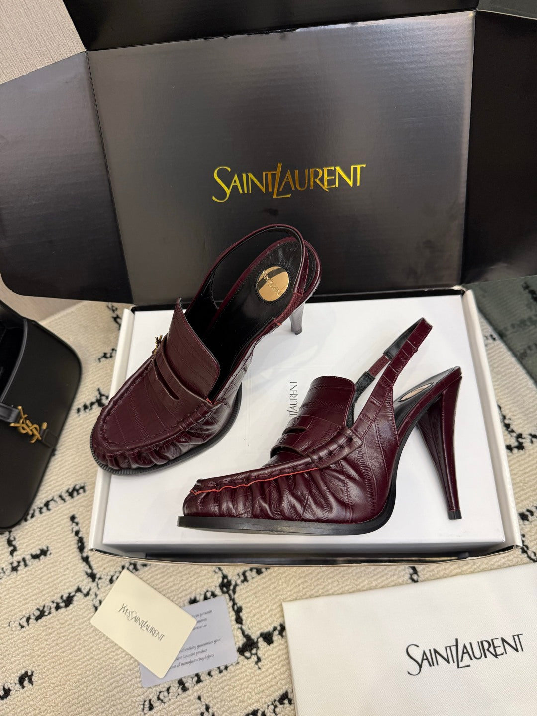 YSL 2026 Le Loafer Cassandre Slingback 105mm Suede Leather 203261