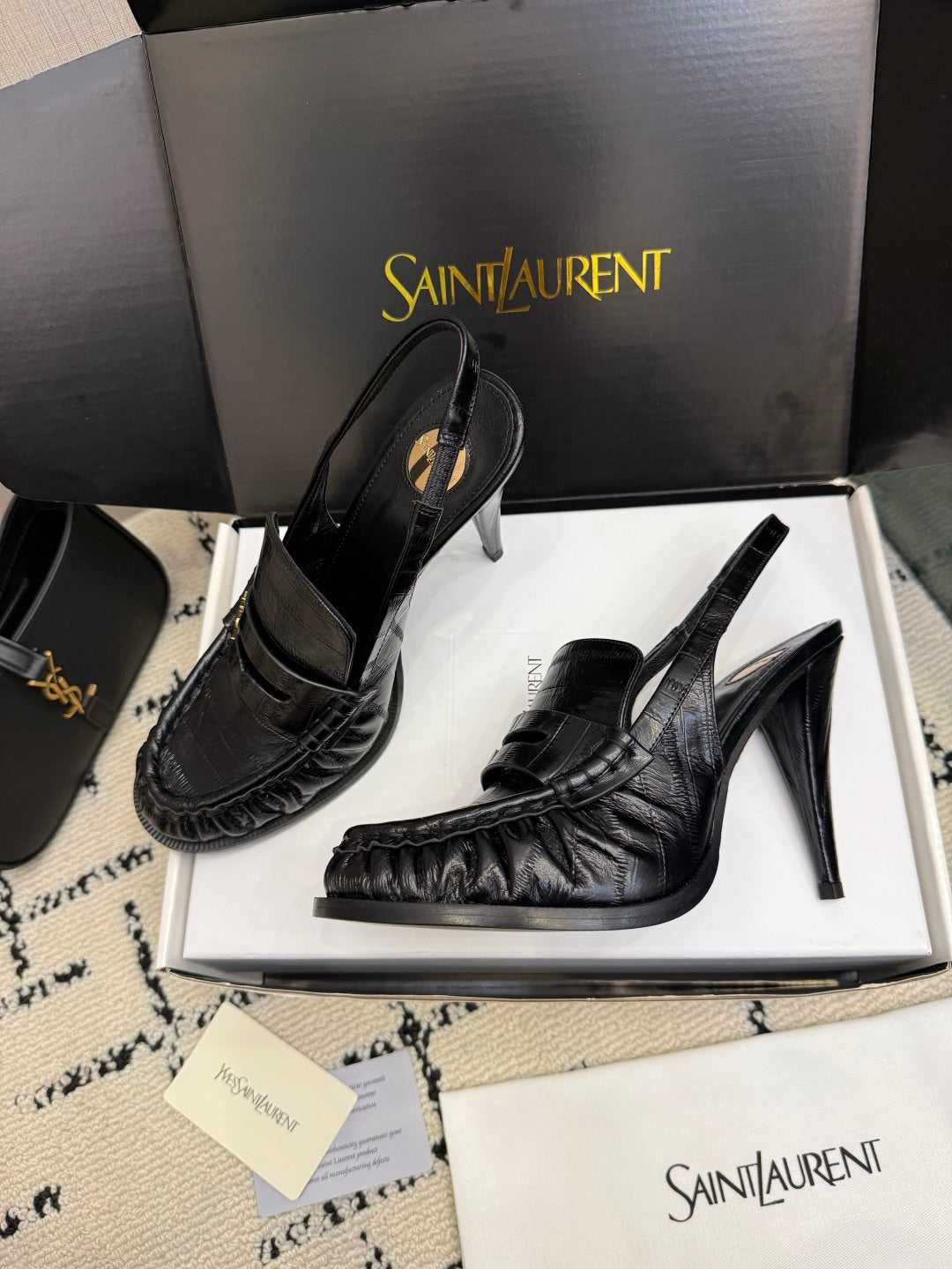 YSL 2026 Le Loafer Cassandre Slingback 105mm Suede Leather 203261