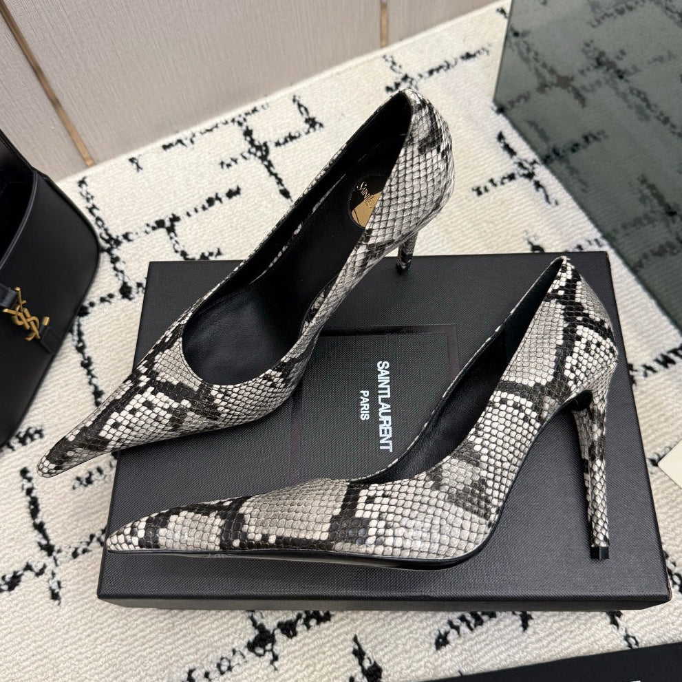 YSL 2026 Snakeskin Stiletto Pumps 105mm Leather