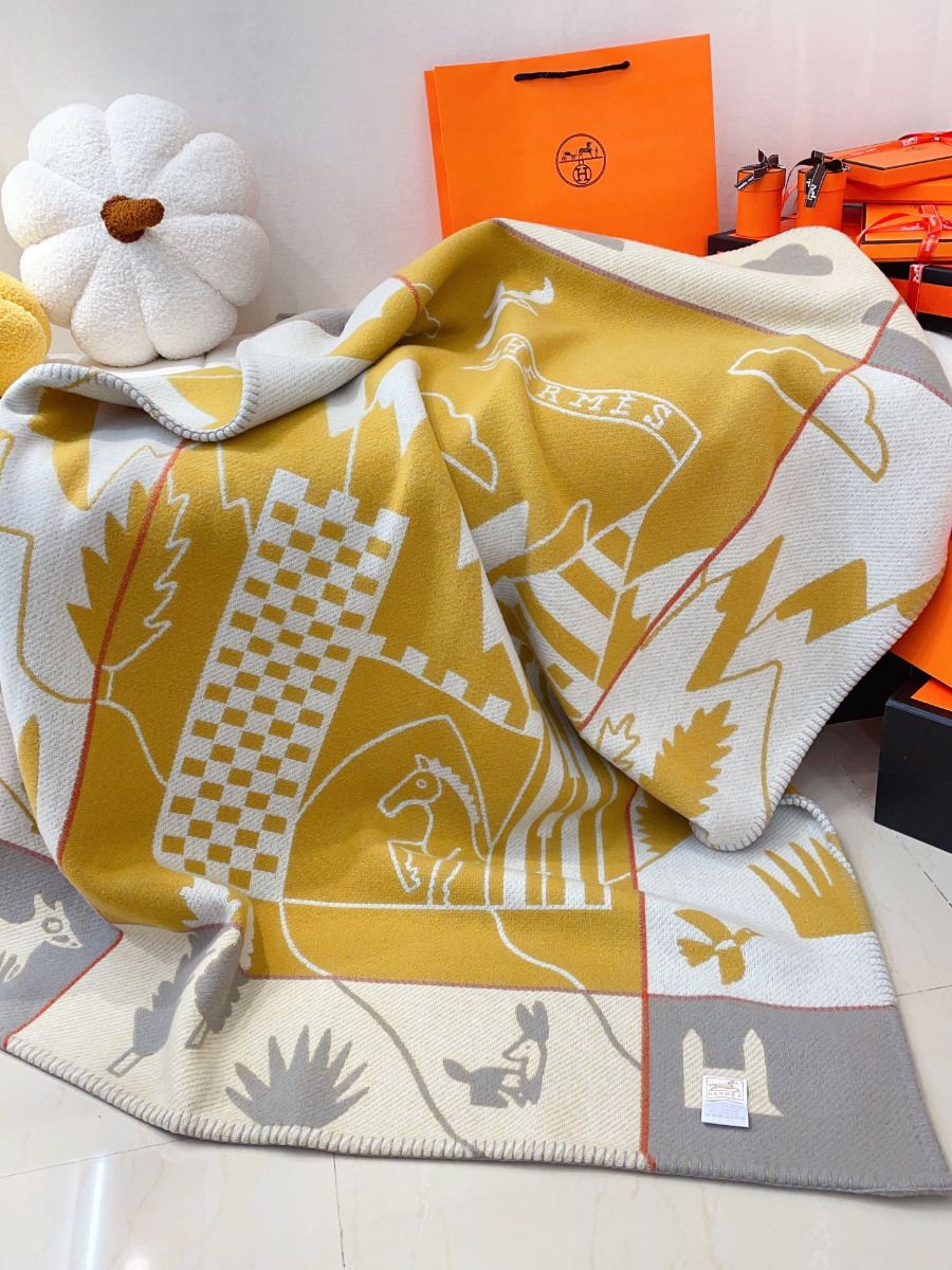 HM Avalon Epopee Blanket Jaune Wool Cashmere