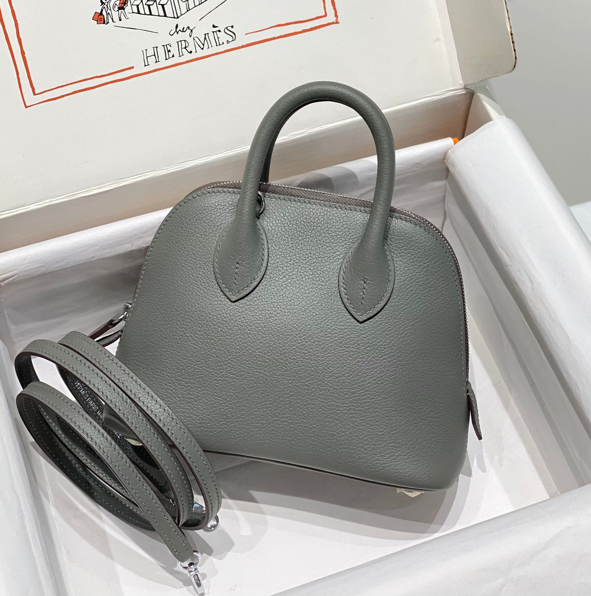 High-end Hermes 2026 Bolide Bowling Bag 18cm Evercolor Leather 2