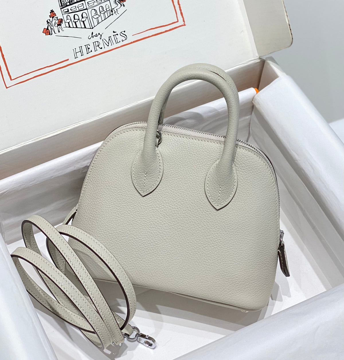 High-end Hermes 2026 Bolide Bowling Bag 18cm Evercolor Leather 2