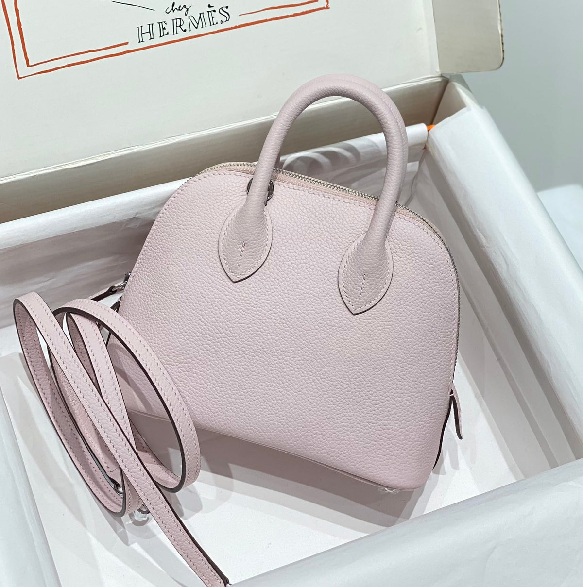 High-end Hermes 2026 Bolide Bowling Bag 18cm Evercolor Leather 2