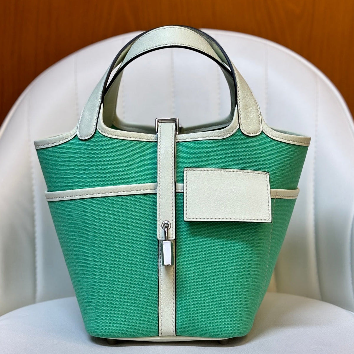 High-end Hermes 2026 Picotin Lock 18 Pocket Bag Canvas/Swift Calfskin 2