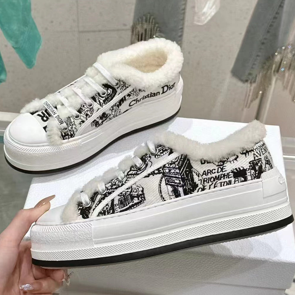 Dior 2026 Walk'n'Dior Wool Platform Sneakers Canvas 960118