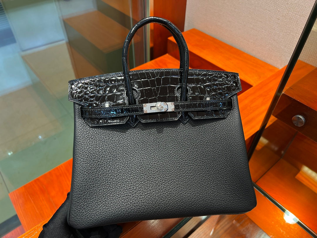High-end Hermes 2026 Birkin Bag 25cm Togo And Crocodile Leather