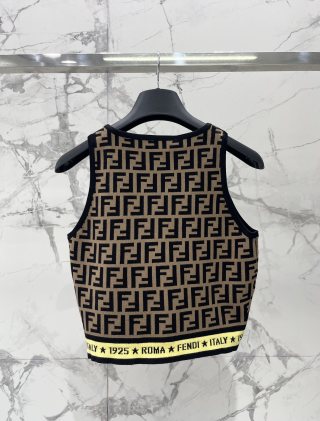 Fendi Knitted Camisole Vest Jacquard Fabric