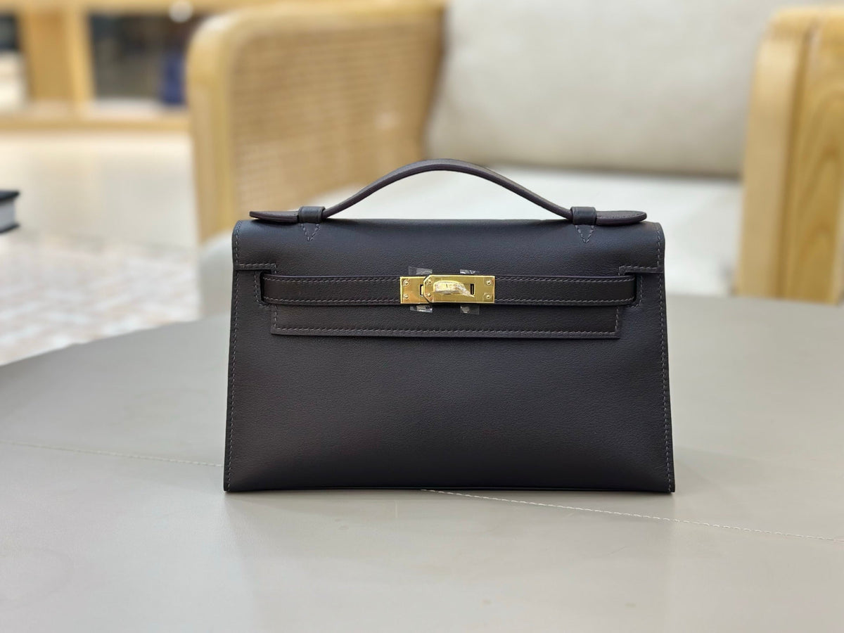 High-end Hermes 2026 Kelly Pochette 22cm Bag Swift Leather