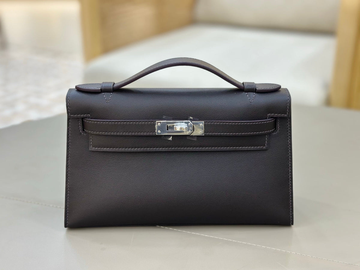 High-end Hermes 2026 Kelly Pochette 22cm Bag Swift Leather