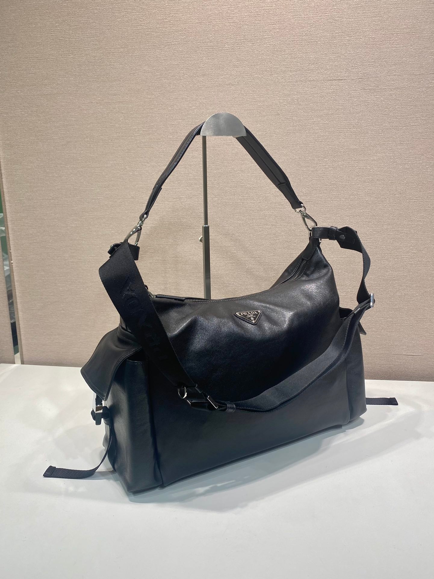 Prada 2026 Explore Bag 43cm Black and Brown Calfskin 351855