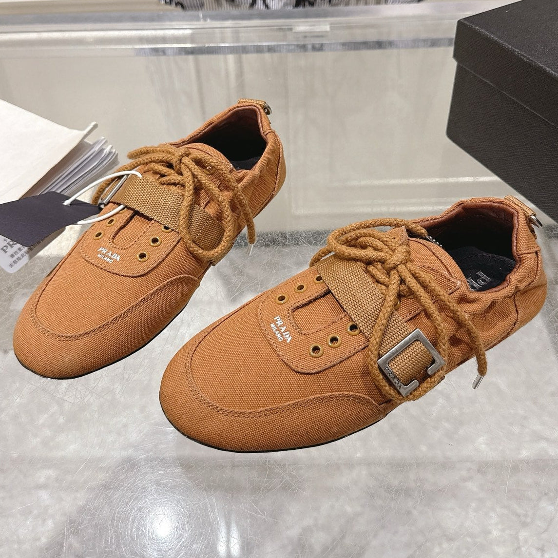 Prada 2026 Buckle Strap Sneakers Canvas 148094