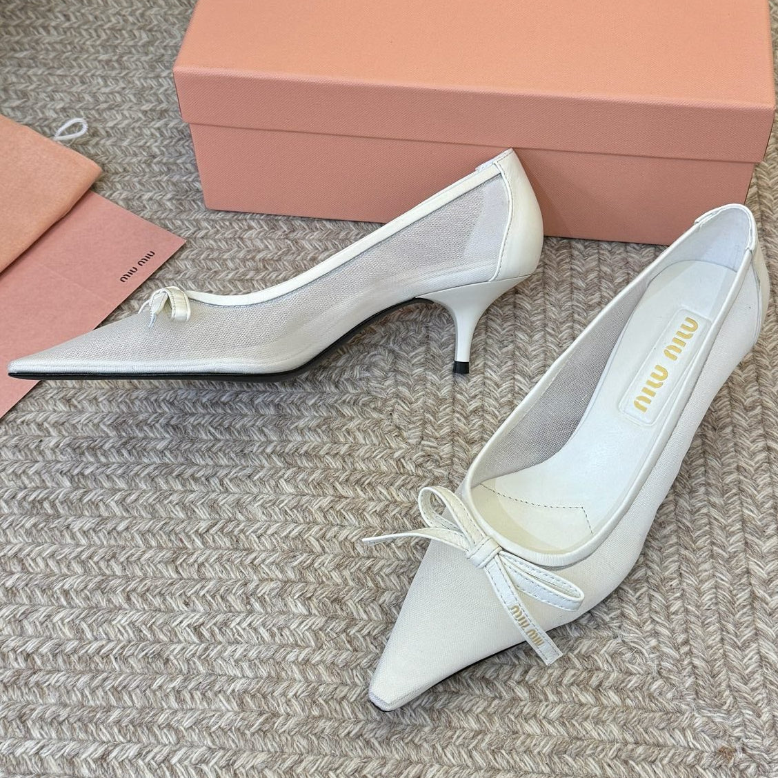 Miu Miu 2026 Pointed Toe High Heels Shoe 45mm Mesh 970396