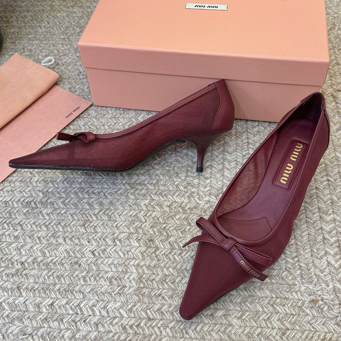 Miu Miu 2026 Pointed Toe High Heels Shoe 45mm Mesh 970396