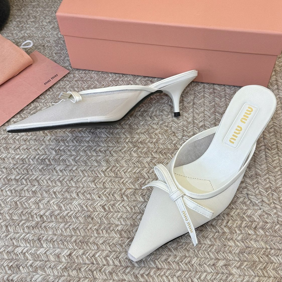 Miu Miu 2026 Pointed Toe High Heels Shoe 45mm Mesh 970396