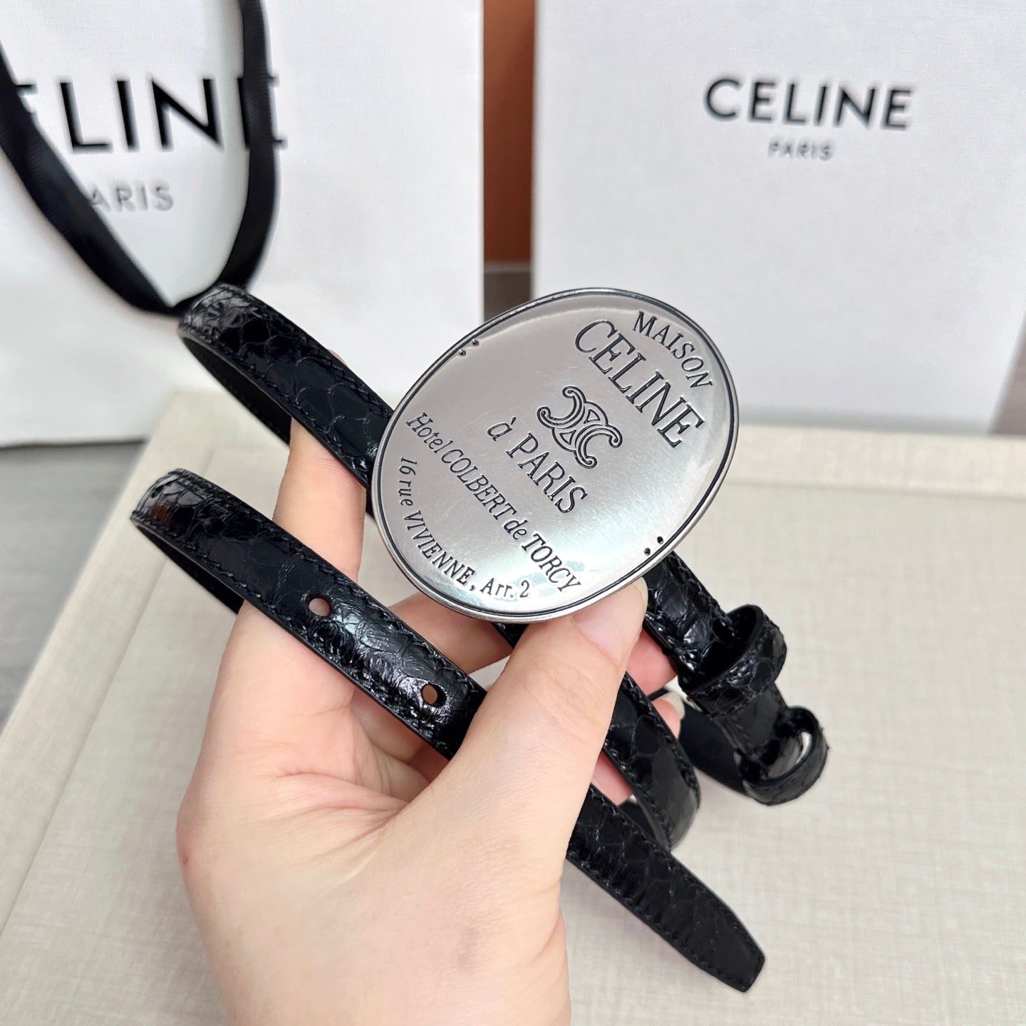 Celine 2026 Little Maison Belt 13mm Leather 205097
