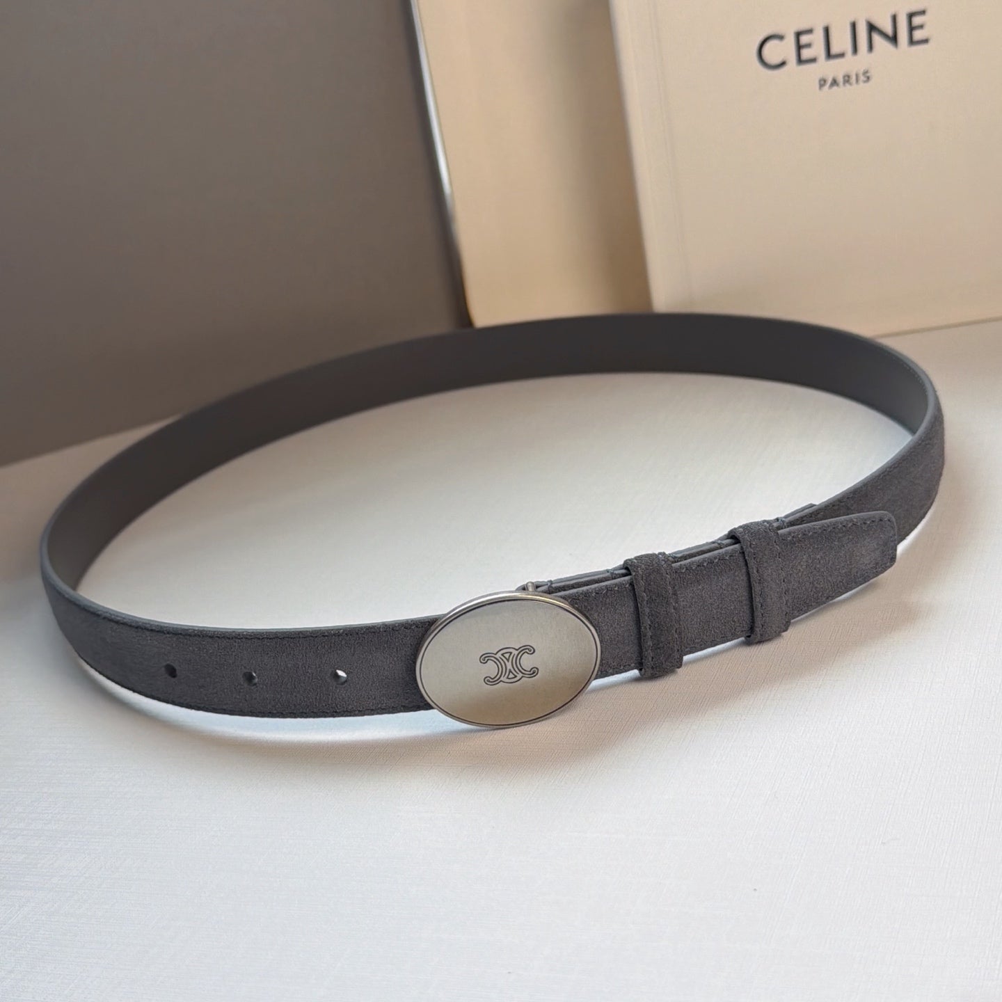 Celine 2026 Triomphe Belt 25mm Suede 205745
