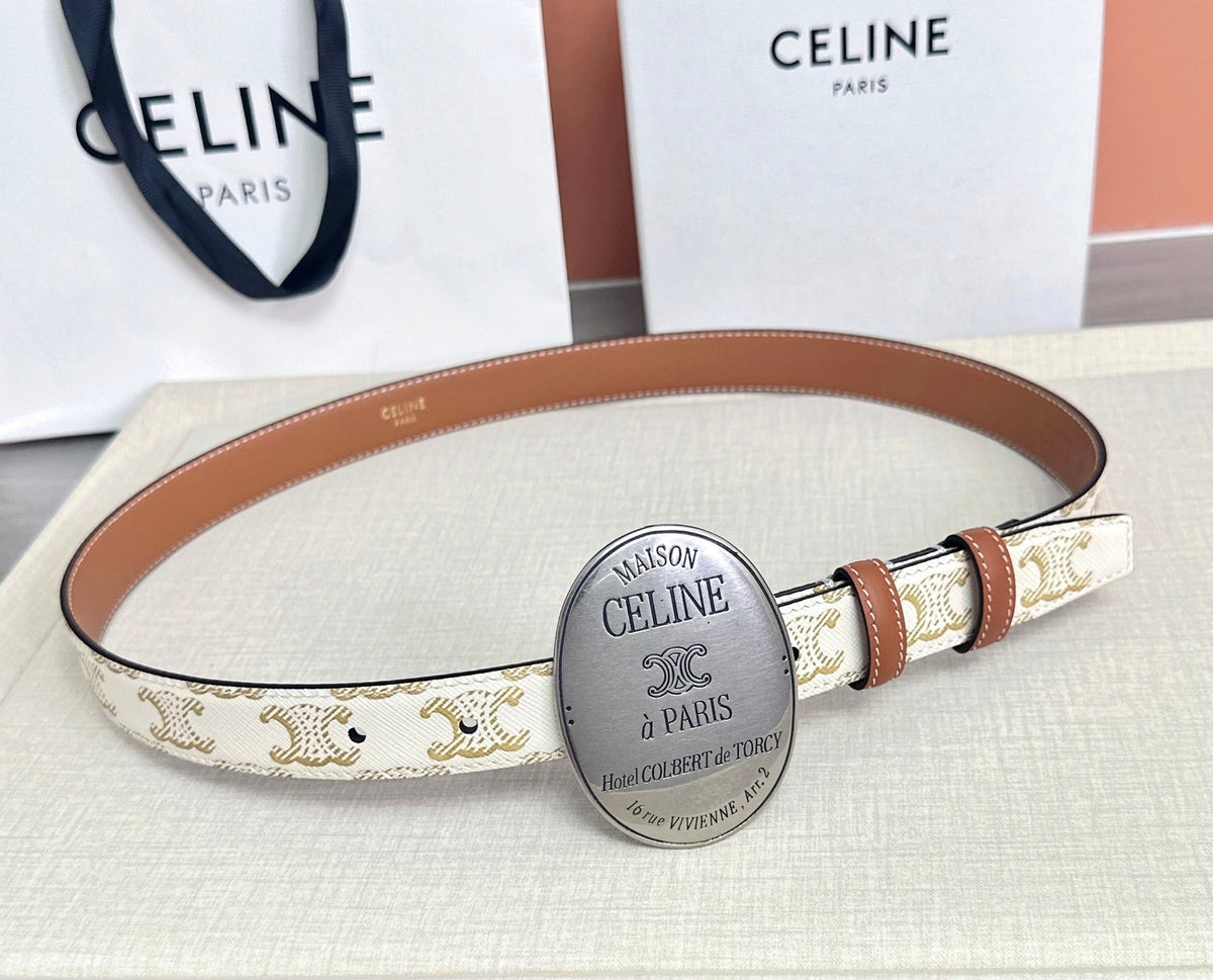 Celine 7.5cm Belt Buckle 2.5cm Width Calfskin