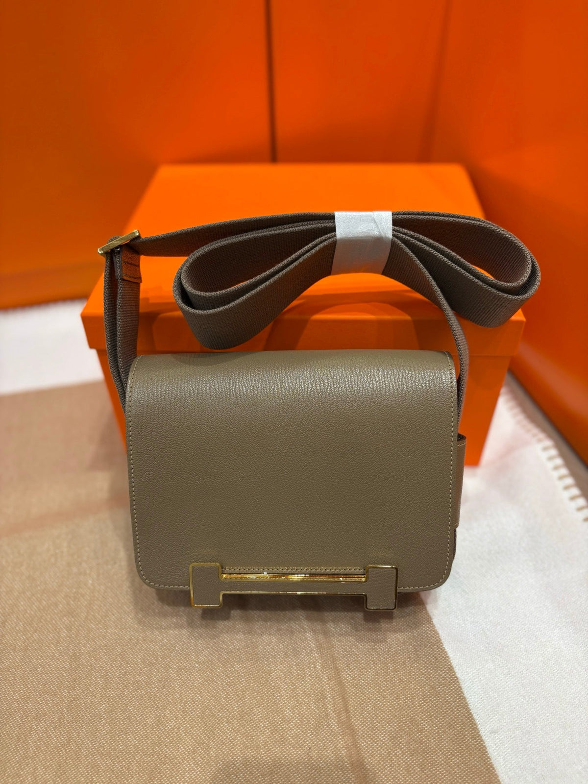 High-end Hermes 2026 Geta Bag 20cm Evercolor Calfskin