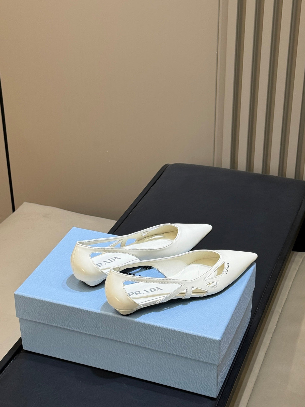 Prada 2026 Pointed-Toe Ballet Flats Calfskin 151236
