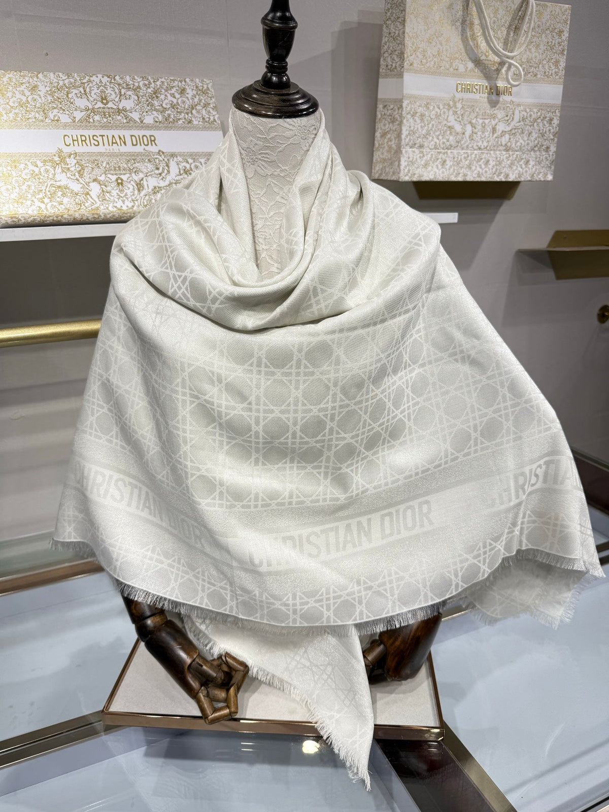 Dior 2026 Cannage Scarf 140cm Silk And Cashmere 211158