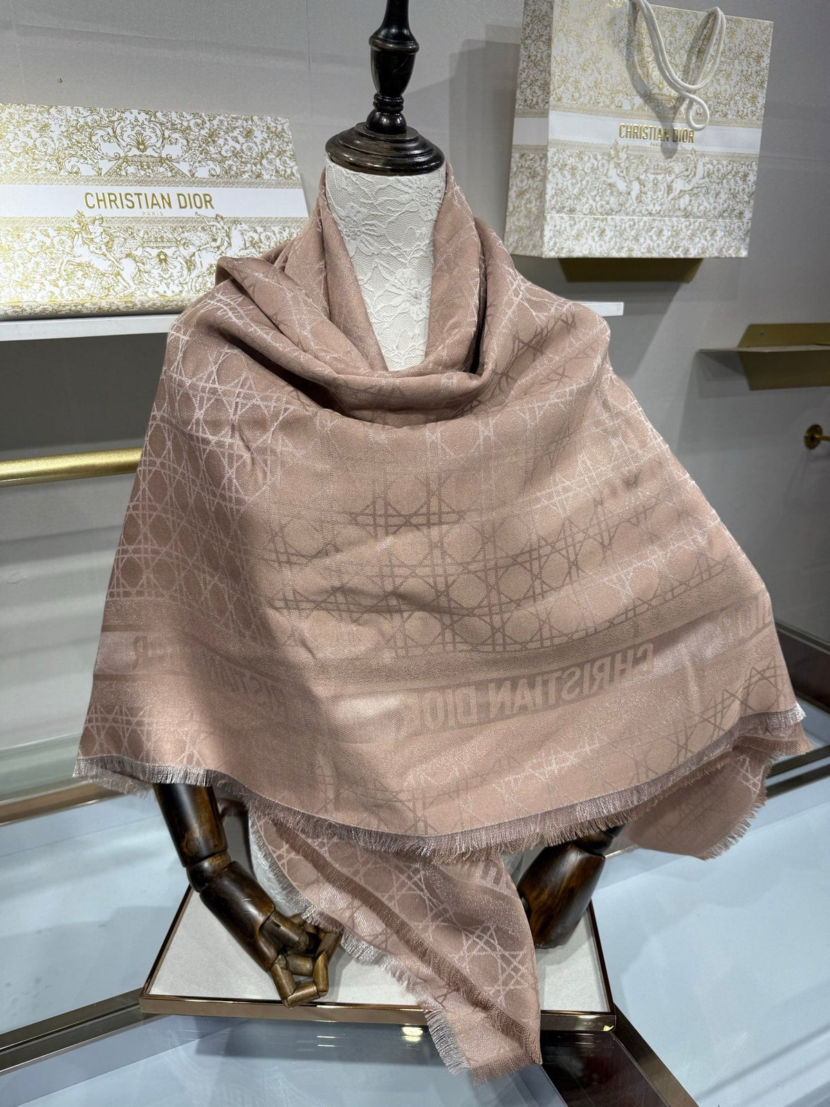 Dior 2026 Cannage Scarf 140cm Silk And Cashmere 211158