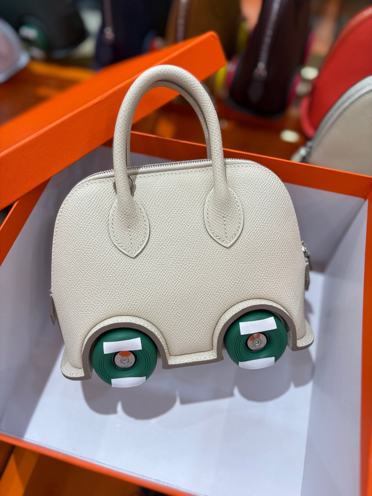 High-end Hermes 2026 Mini Bowling Wheel Bag Epsom Leather