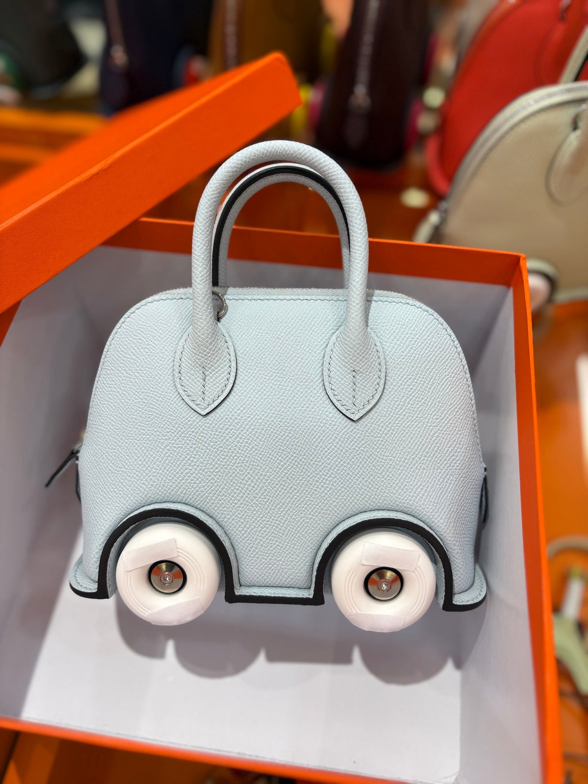 High-end Hermes 2026 Mini Bowling Wheel Bag Epsom Leather