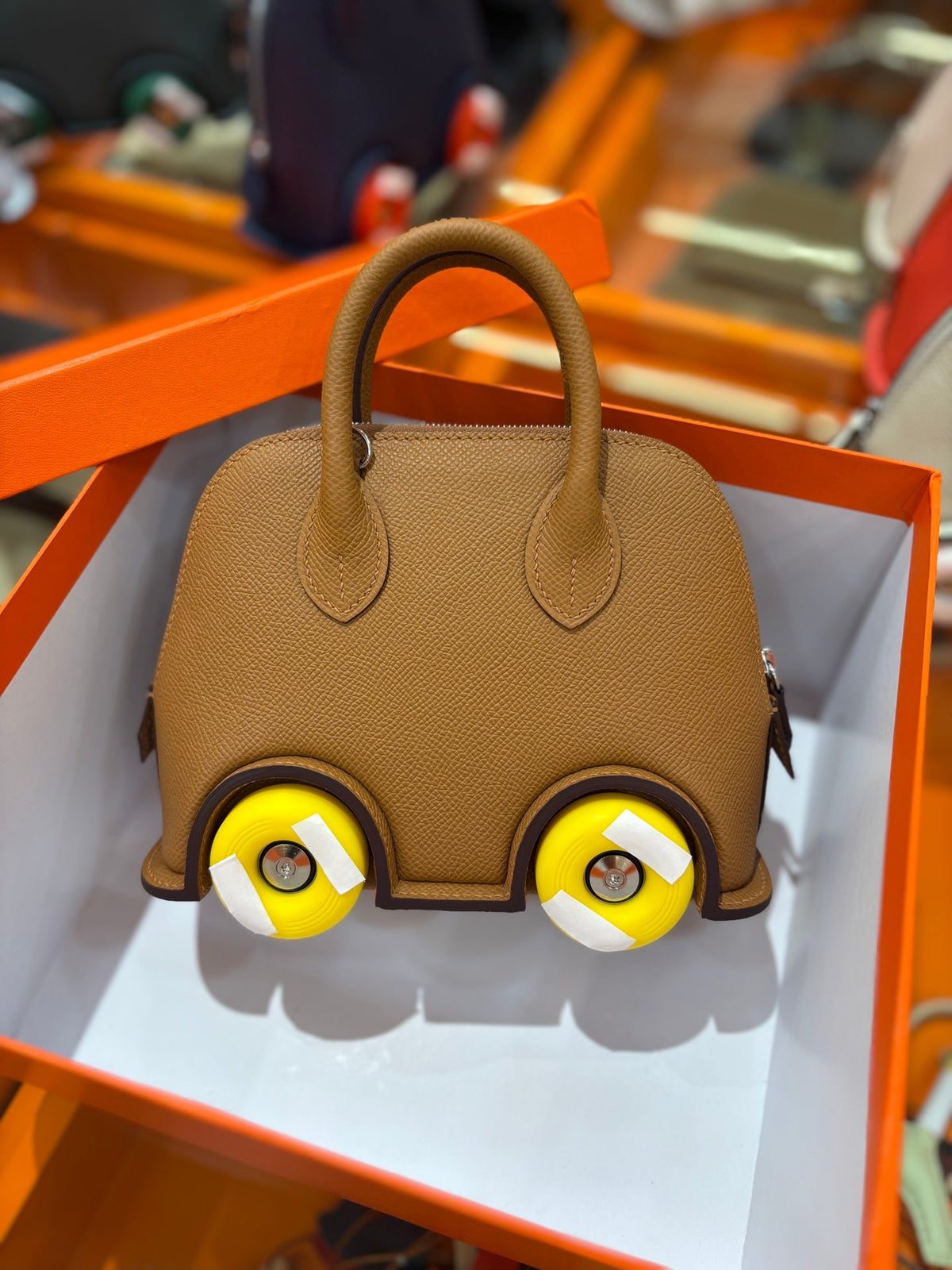 High-end Hermes 2026 Mini Bowling Wheel Bag Epsom Leather