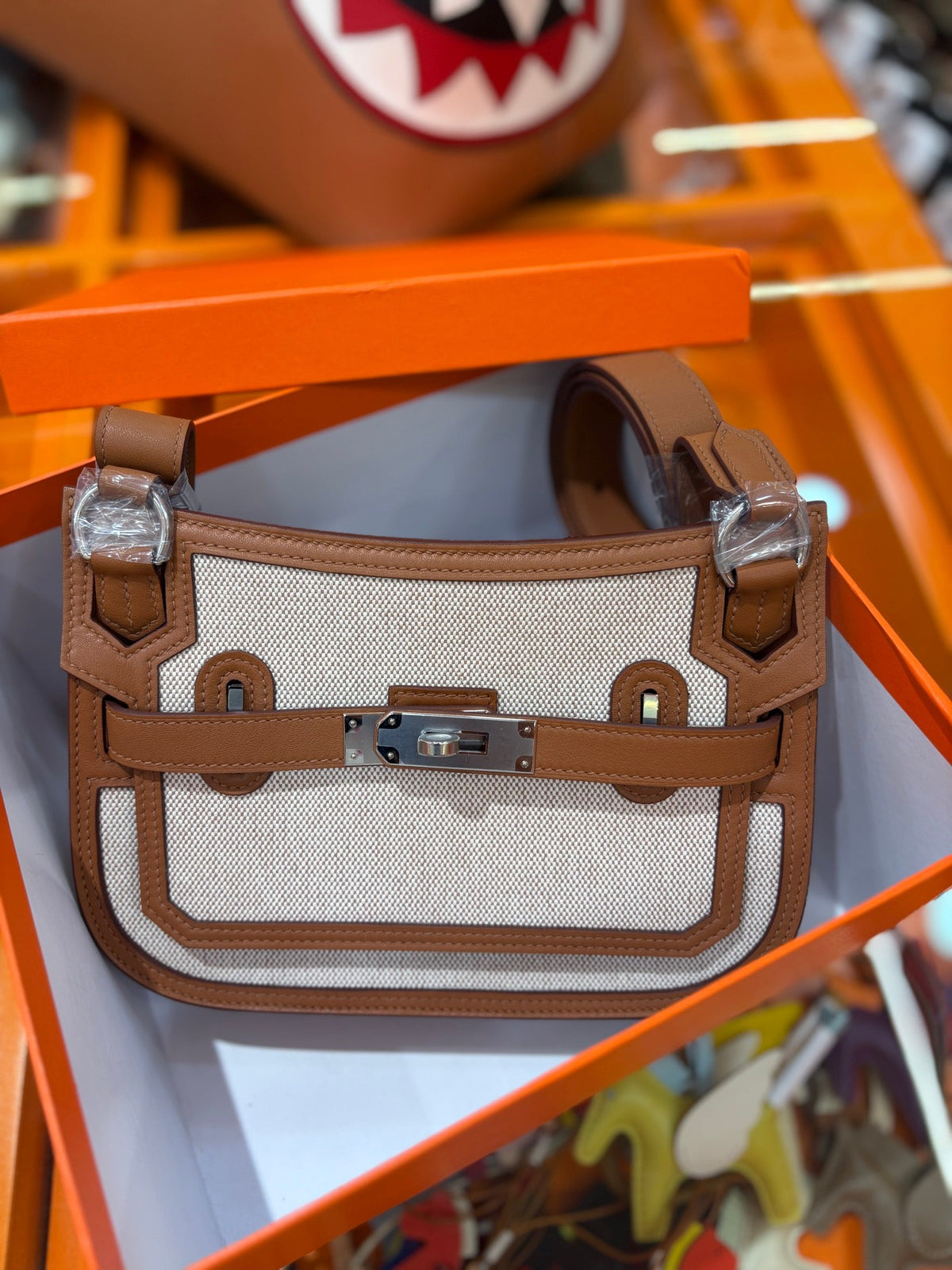 High-end Hermes 2026 Jypsiere Bag 22cm Canvas/Swift Calfskin