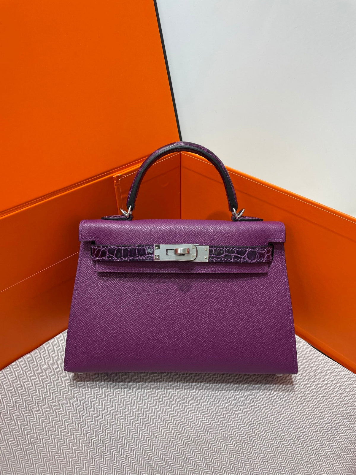 High-end Hermes 2026 Mini Kelly Bag 19cm Crocodile/Epsom Leather