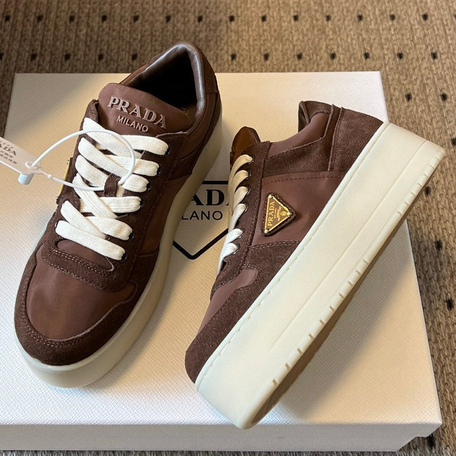 Prada 2026 Downtown Bold Sneakers Suede Fabric 151215