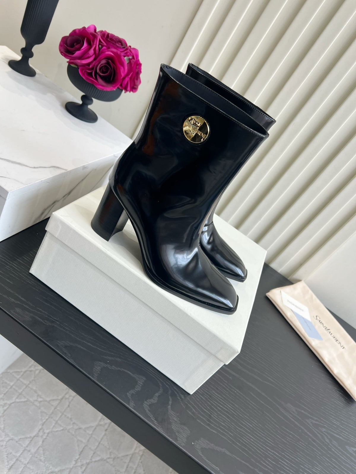 YSL 2026 Square Toe Boots 70mm Leather 198192