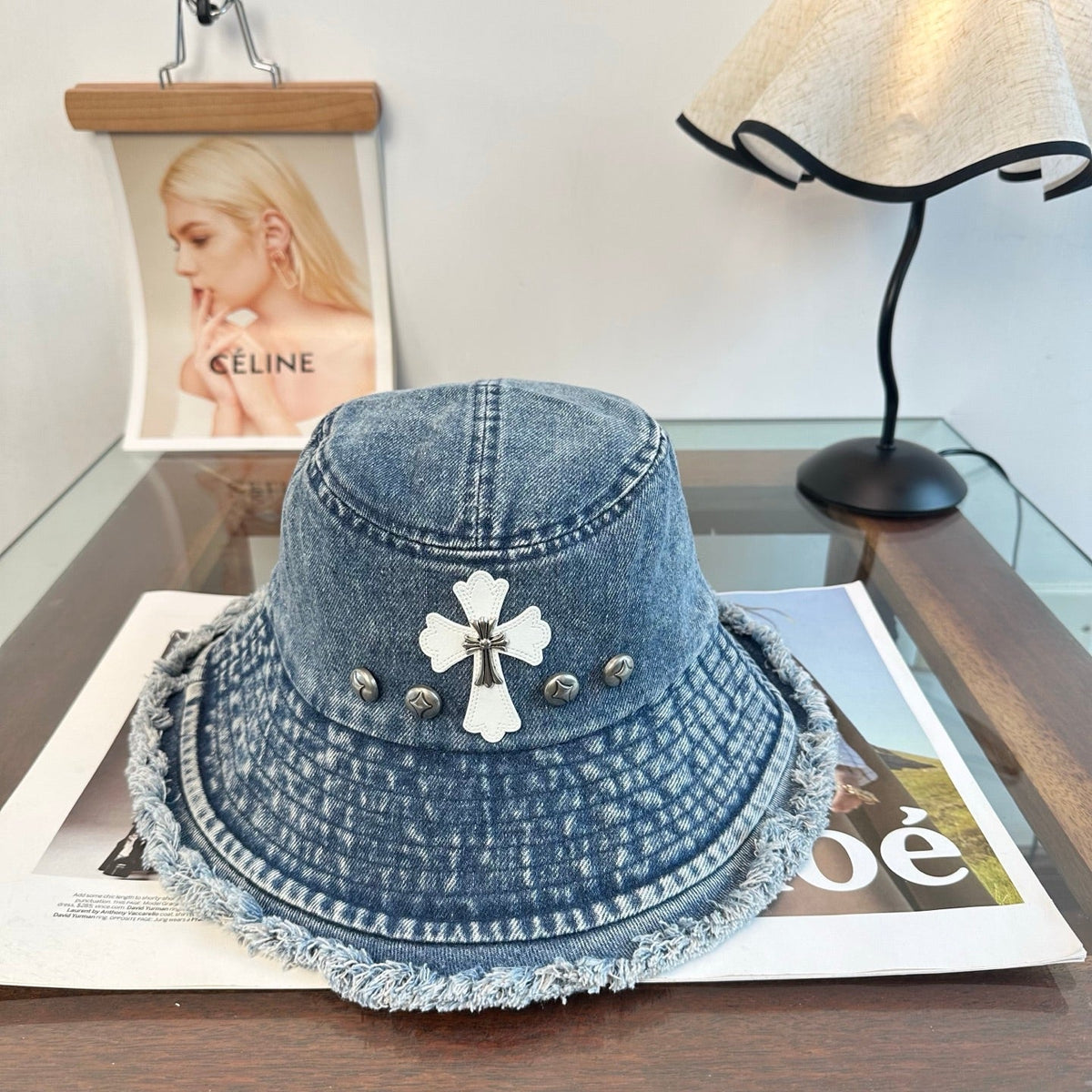 Chrome Hearts Denim Wash Bucket Hat 514945