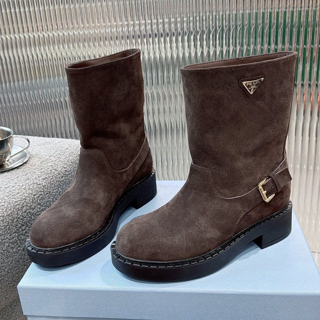 Prada 2026 Ankle Boots Suede Cowhide 148932