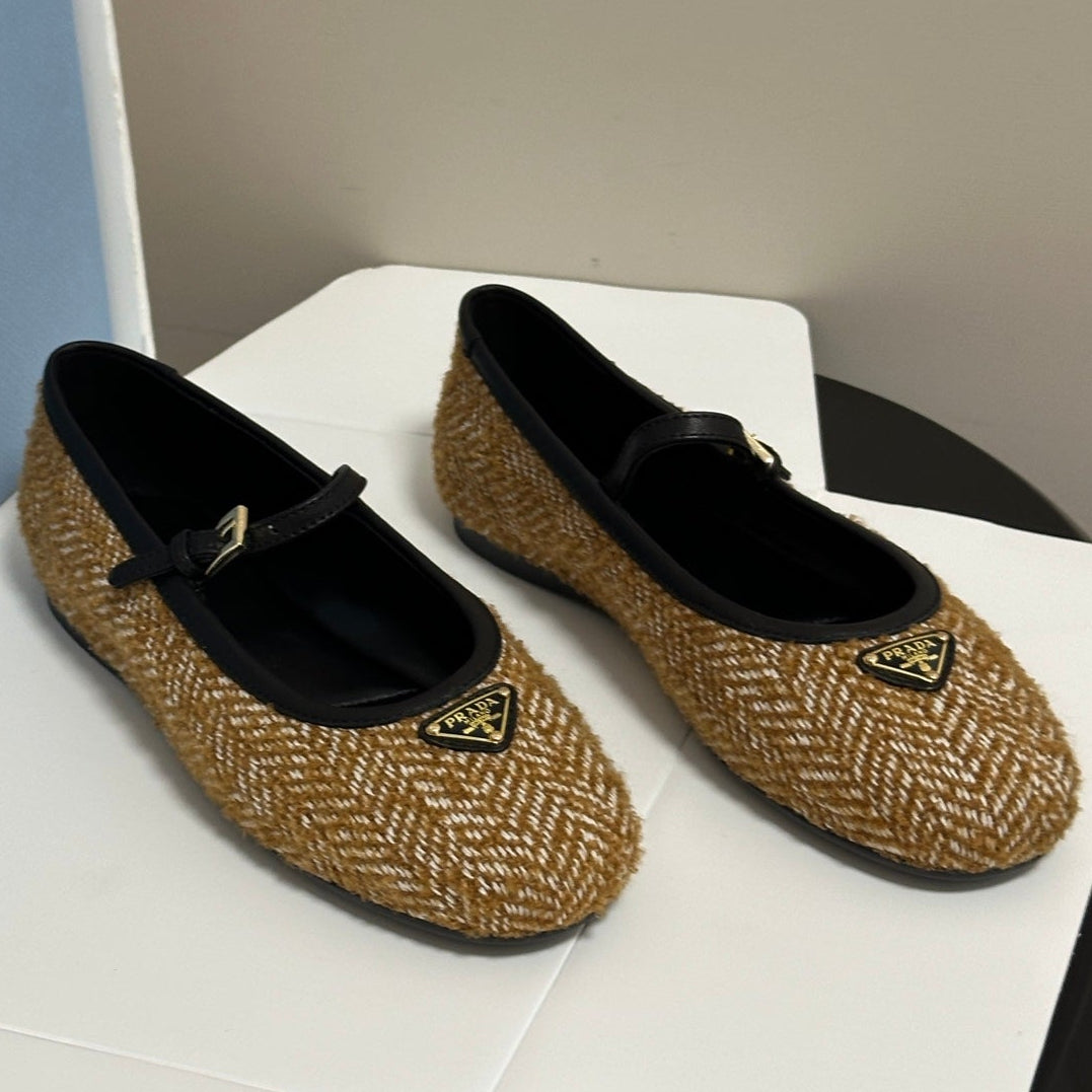 Prada 2026 Chevron Ballet Flats Fabric 151267