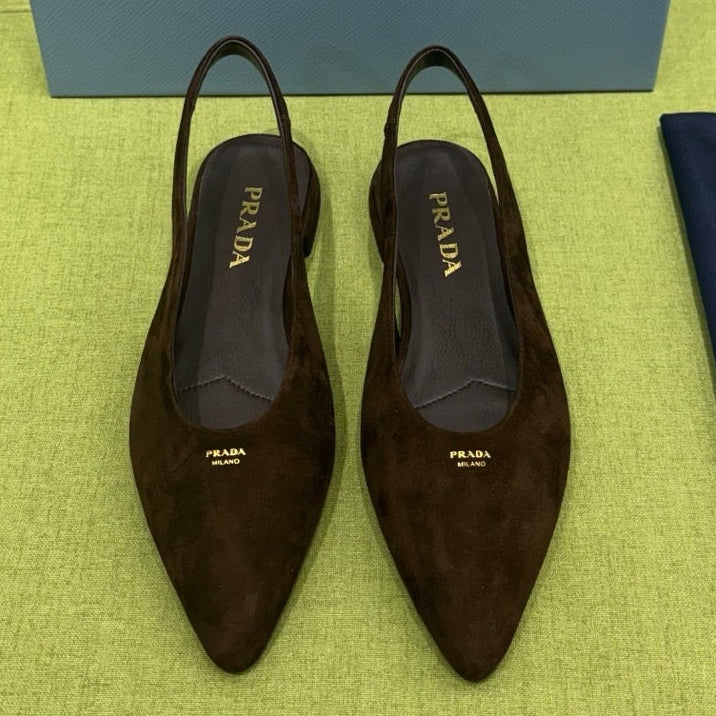 Prada 2026 Pointed Toe Flats Slingback Suede 148644