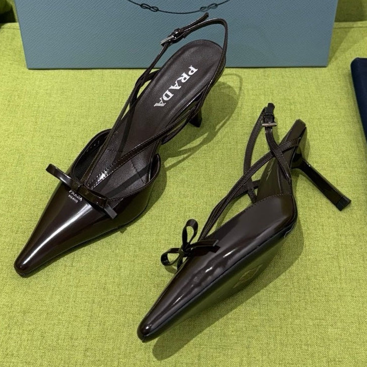 Prada 2026 Pointed Toe Slingback 75mm Suede Leather 148651