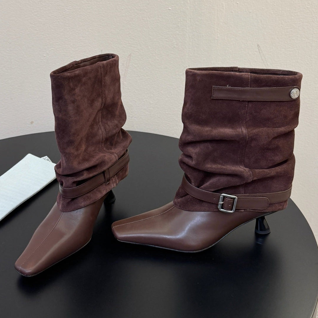 Loewe 2026 Pointed Toe Ankle Boots 55mm Suede Leather 166957