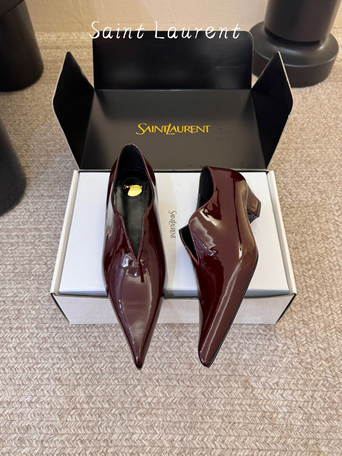 YSL 2026 Pointed Toe Granny Pumps Patent Leather 203348