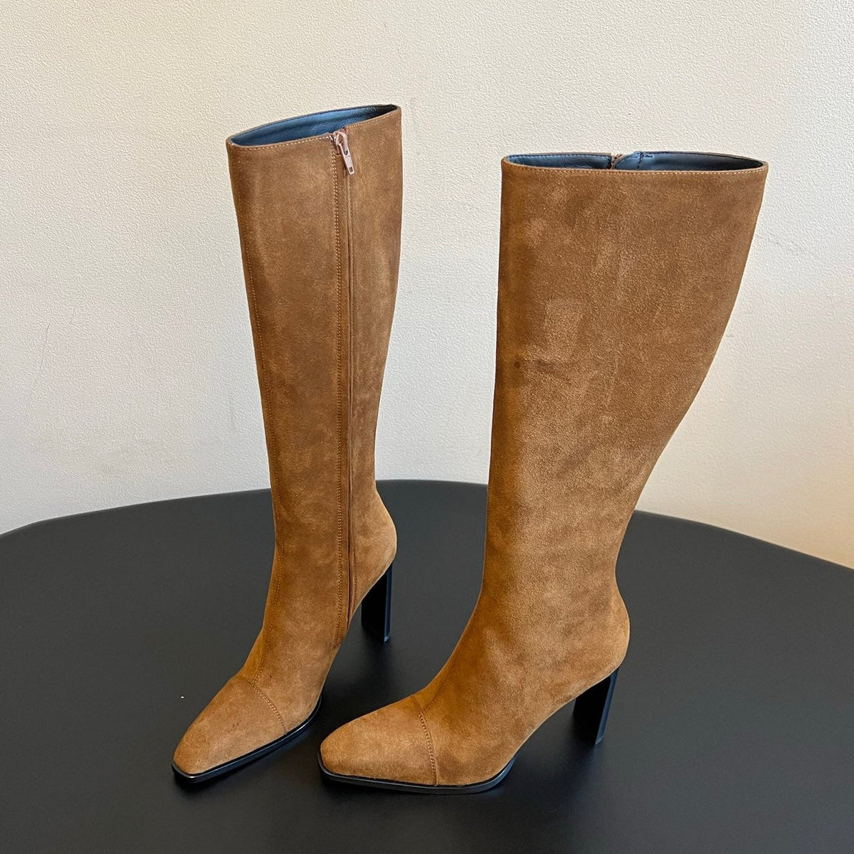 YSL 2026 Square Toe Boots 95mm Suede Leather 203370