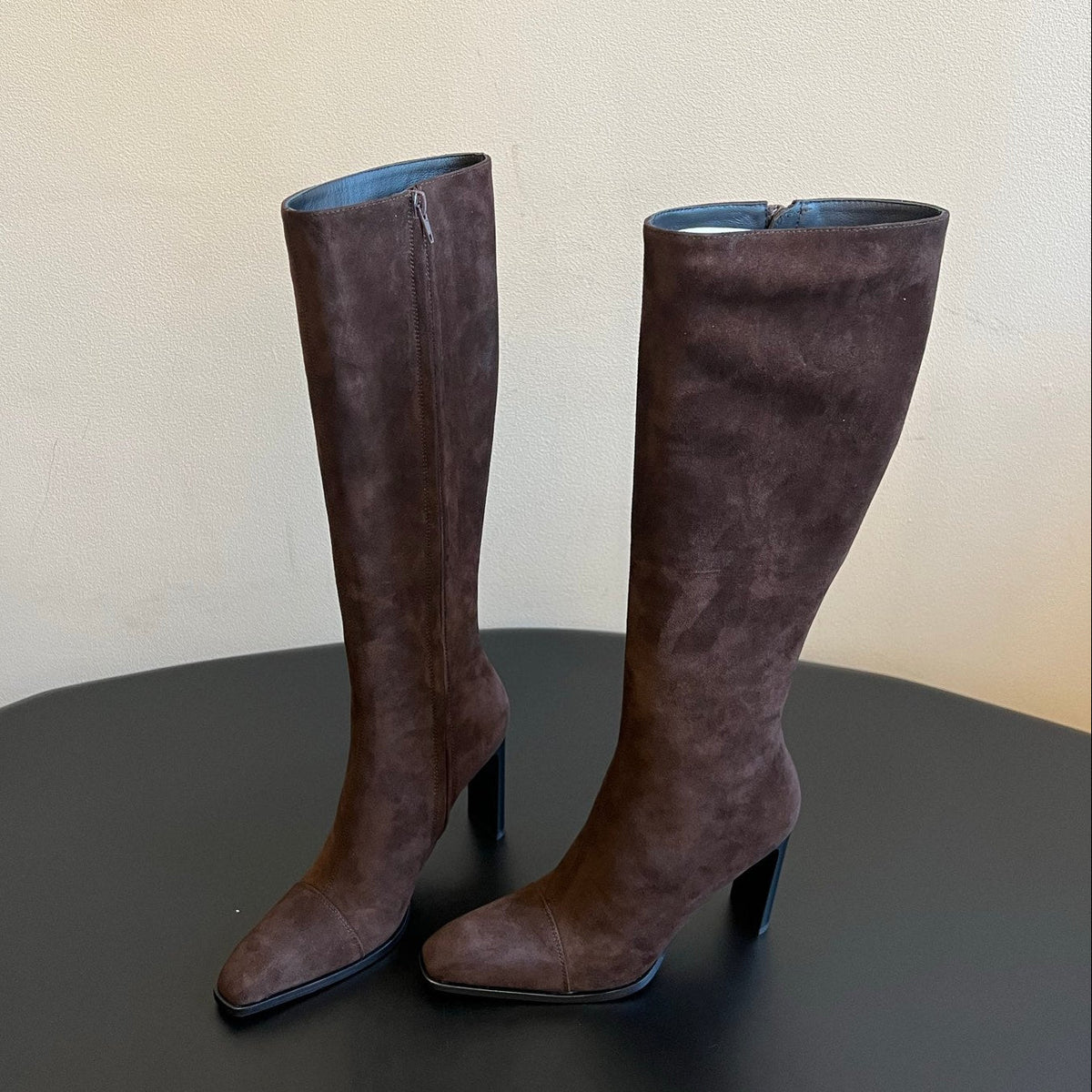 YSL 2026 Square Toe Boots 95mm Suede Leather 203370