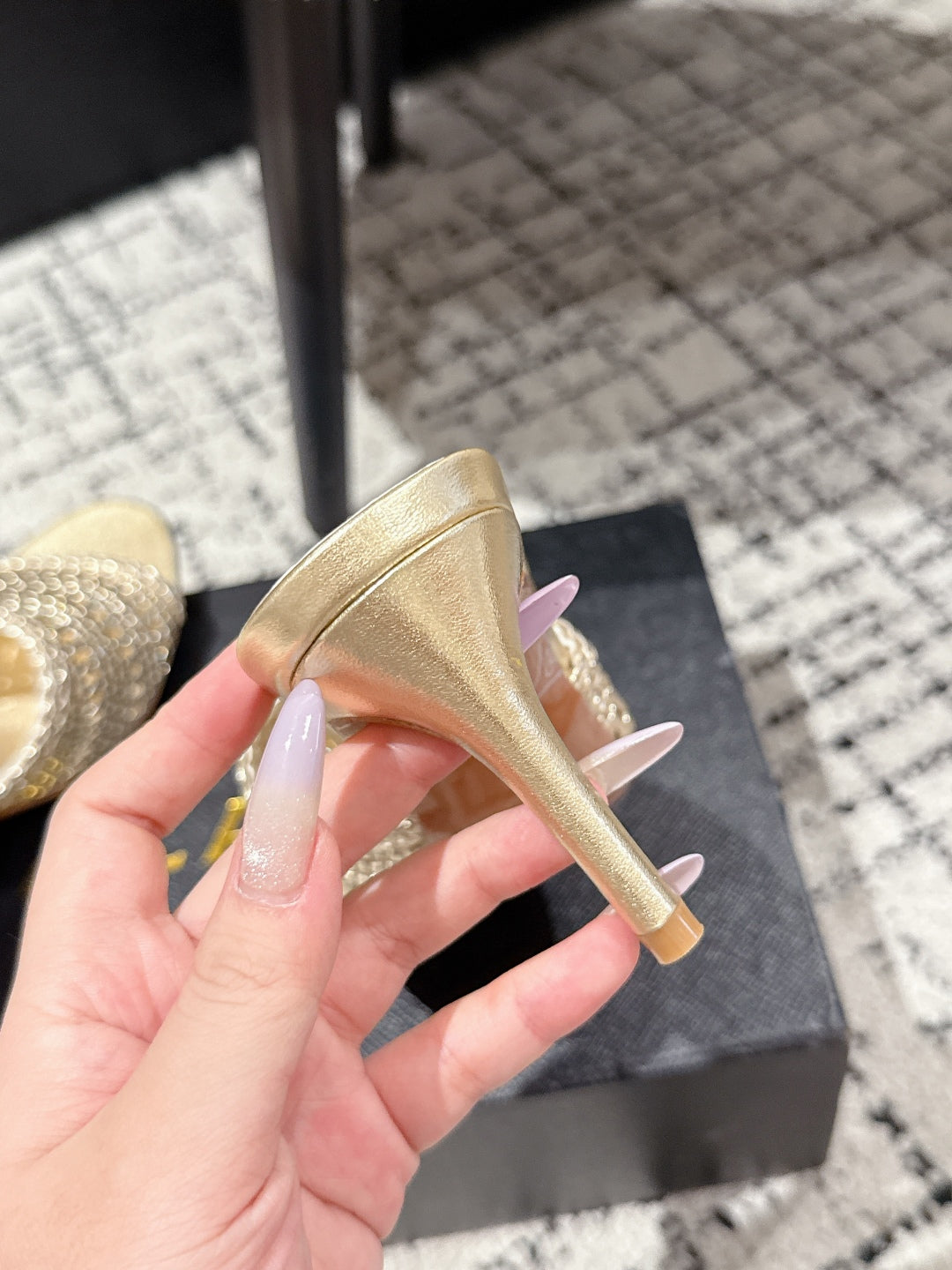 ALAIA  Muller high-heeled metallic gold woven leather