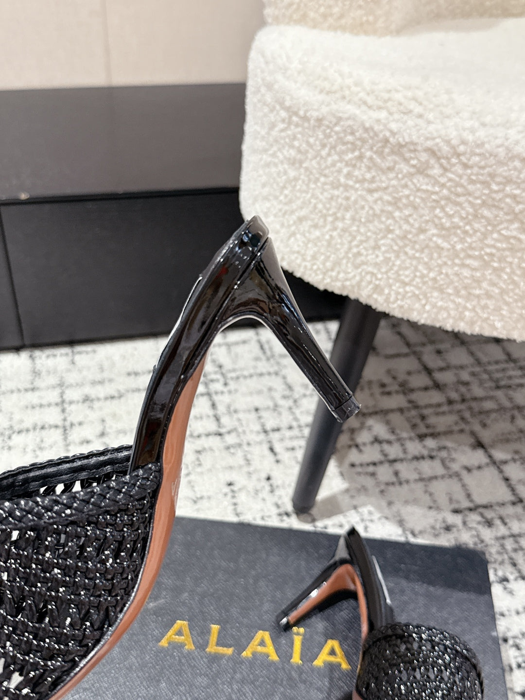 ALAIA  Muller high-heeled black woven leather
