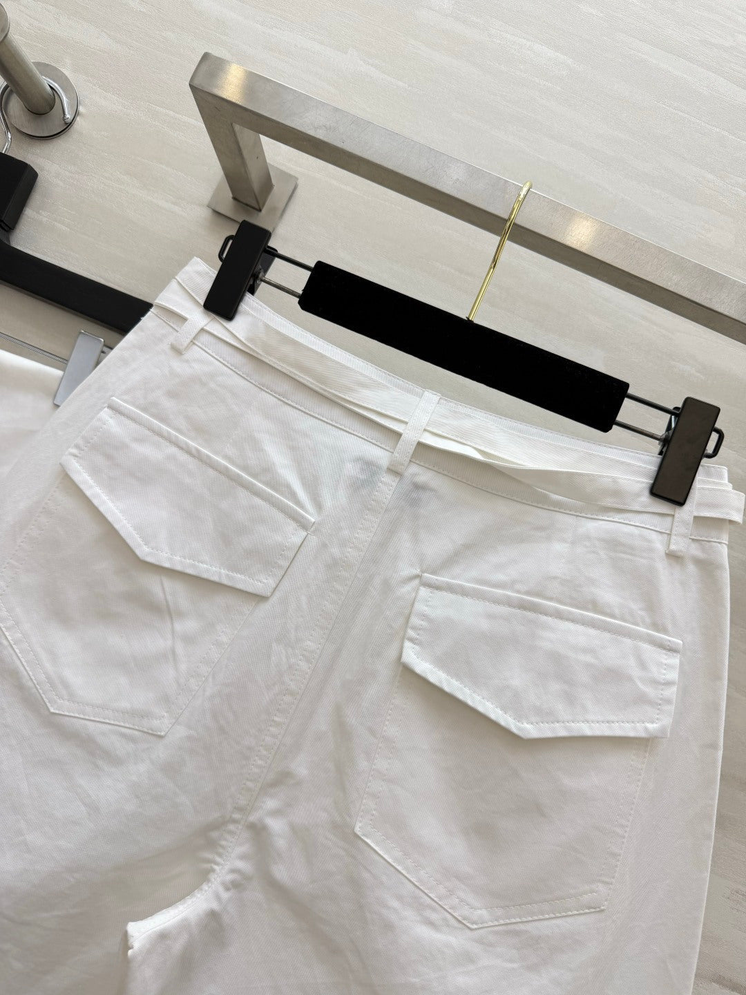 Chanel 2026 Cargo Shorts White Red Cotton 414225