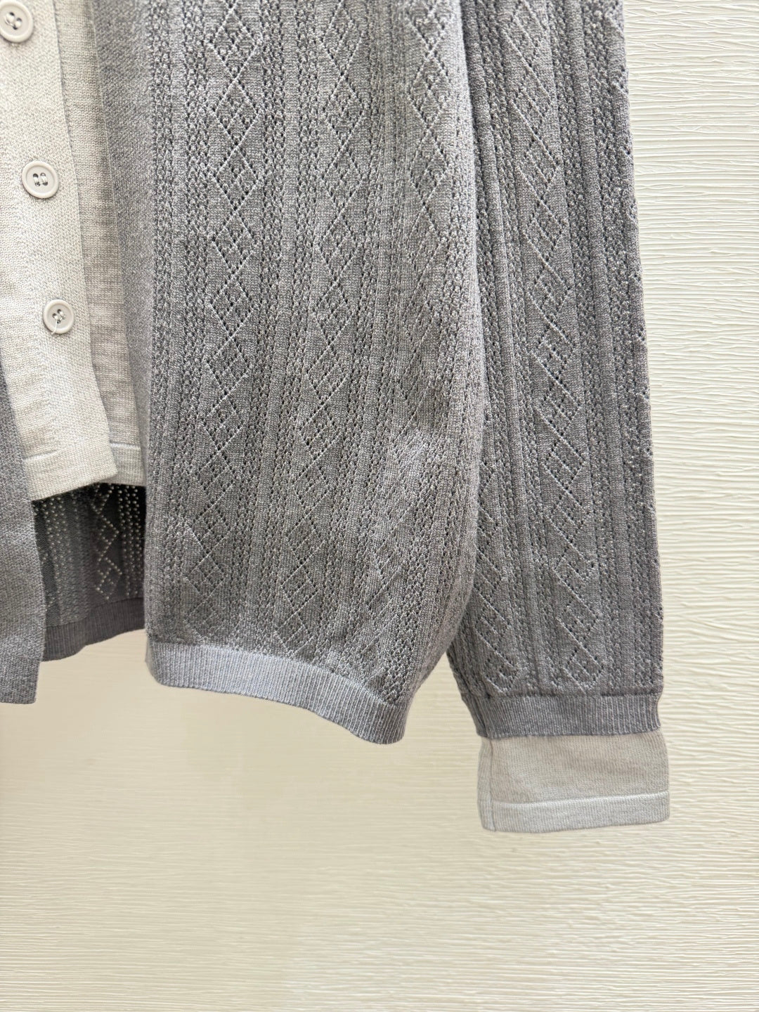 Miumiu 2026 Two-Piece Crew Neck Knitted Long-Sleeve Cardigan Grey Wool 244674